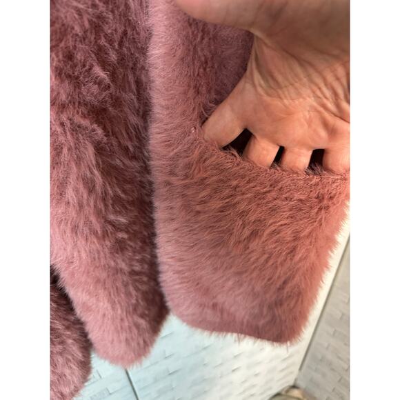 Free People women’s cardigan Cardi pink super soft teddy bear cozycore - Picture 3 of 10